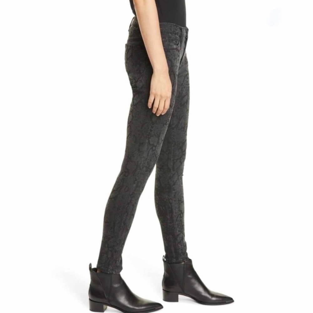 New Woman’s FRAME Le Skinny De Jeanne Python Black & Silver Skinny Jeans - Picture 5 of 16